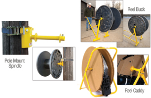 Reel Handling Cable Solutions by GMP - Pole Mount Spindle, Reel Buck and Reel Caddy