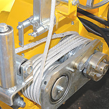 Grooved double bullwheels provide superior handling of the pulling rope, while providing a constant tension capability