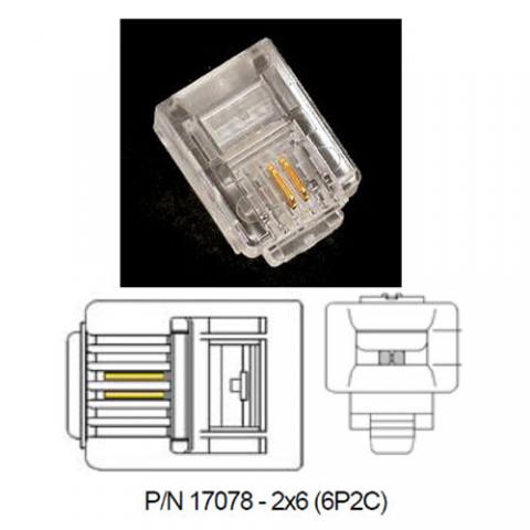 Modular Plugs 2 X 6 (6P2C) RJ-11 for Silver Satin Line Cord 100/PK 